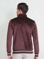 Striped Mock Collar Long Sleeve Zip Detail Bomber Jacket - Image 2