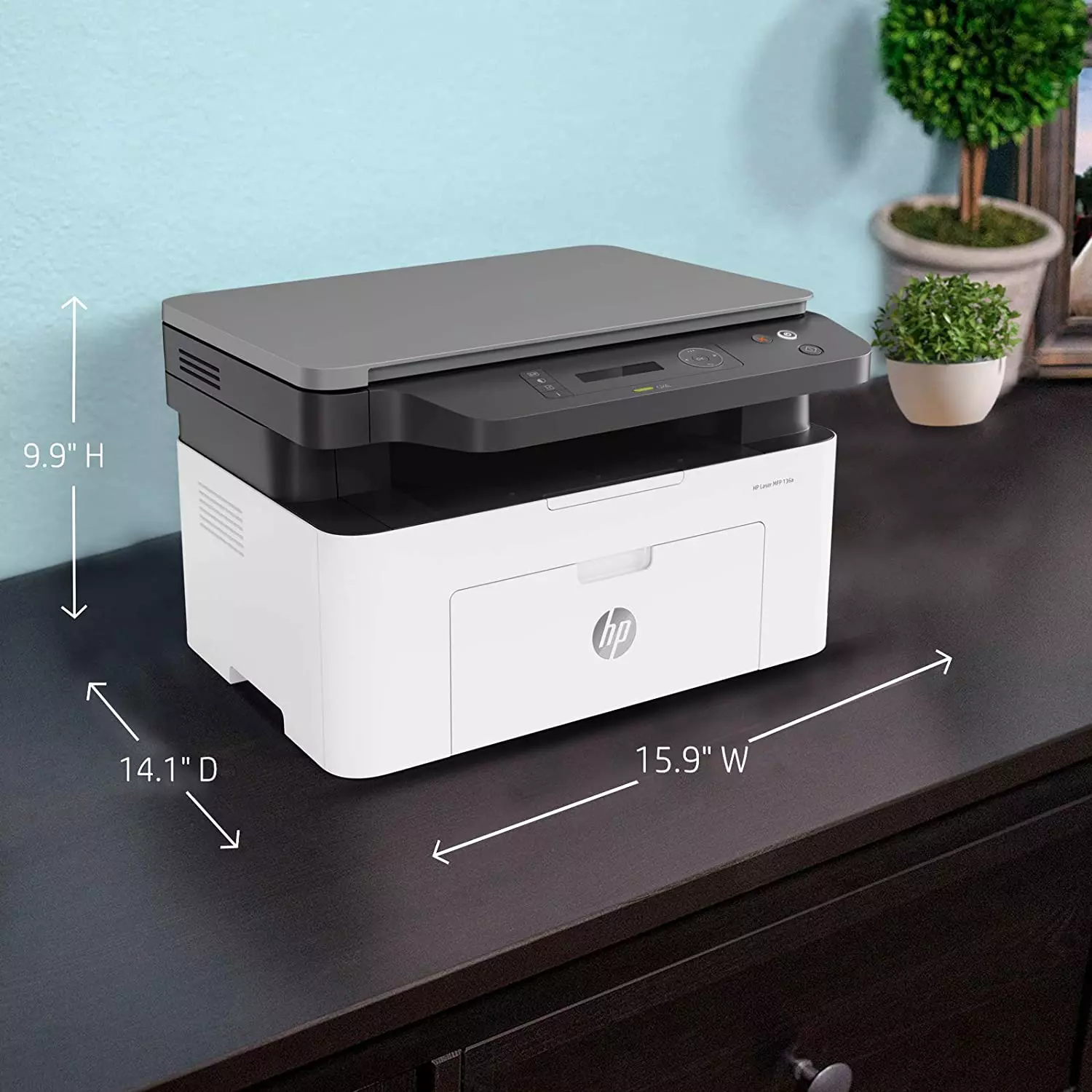 HP Laser MFP 136a Wireless Print, Copy Scan 40-Sheet ADF Ethernet - Image 3