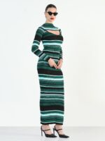Women Striped Bodycon Maxi Dress - Image 4