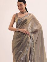 KALKI Fashion Floral Embroidered Satin Saree