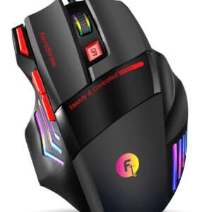 Frontech AeroStrike Wired USB Gaming Mouse with 7 Buttons | Stylish Grip 7200 DPI Wired Ambidextrous Optical Gaming Mouse  (USB 2.0, Black, Red)