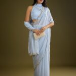 KALKI Fashion Embellished Beads and Stones Tissue Saree