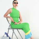 Colourblocked High Neck Ribbed Bodycon Maxi Dress
