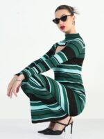 Women Striped Bodycon Maxi Dress
