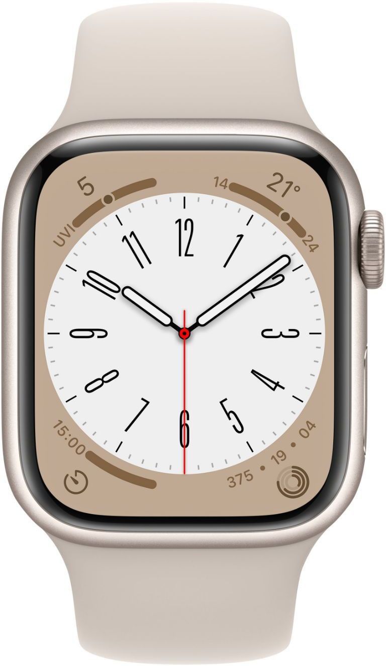 Apple Watch Series 8, 41mm GPS + Cellular ECG app, Temperature sensor, Crash Detection  (Starlight Sport Strap, Regular) - Image 2