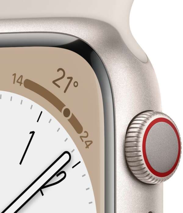 Apple Watch Series 8, 41mm GPS + Cellular ECG app, Temperature sensor, Crash Detection  (Starlight Sport Strap, Regular) - Image 3