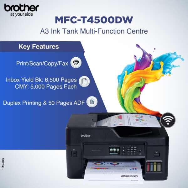 brother MFC-T4500DW Multi-function Color Ink Tank Printer - Image 2