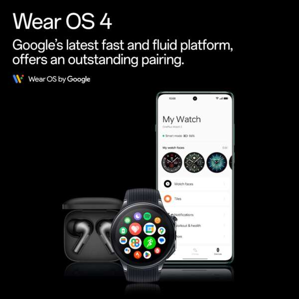 OnePlus Watch 2 with Wear OS 4, Snapdragon W5 Chipset & Up to 100 hours battery Smartwatch  (Radiant Steel Strap, Free Size) - Image 2