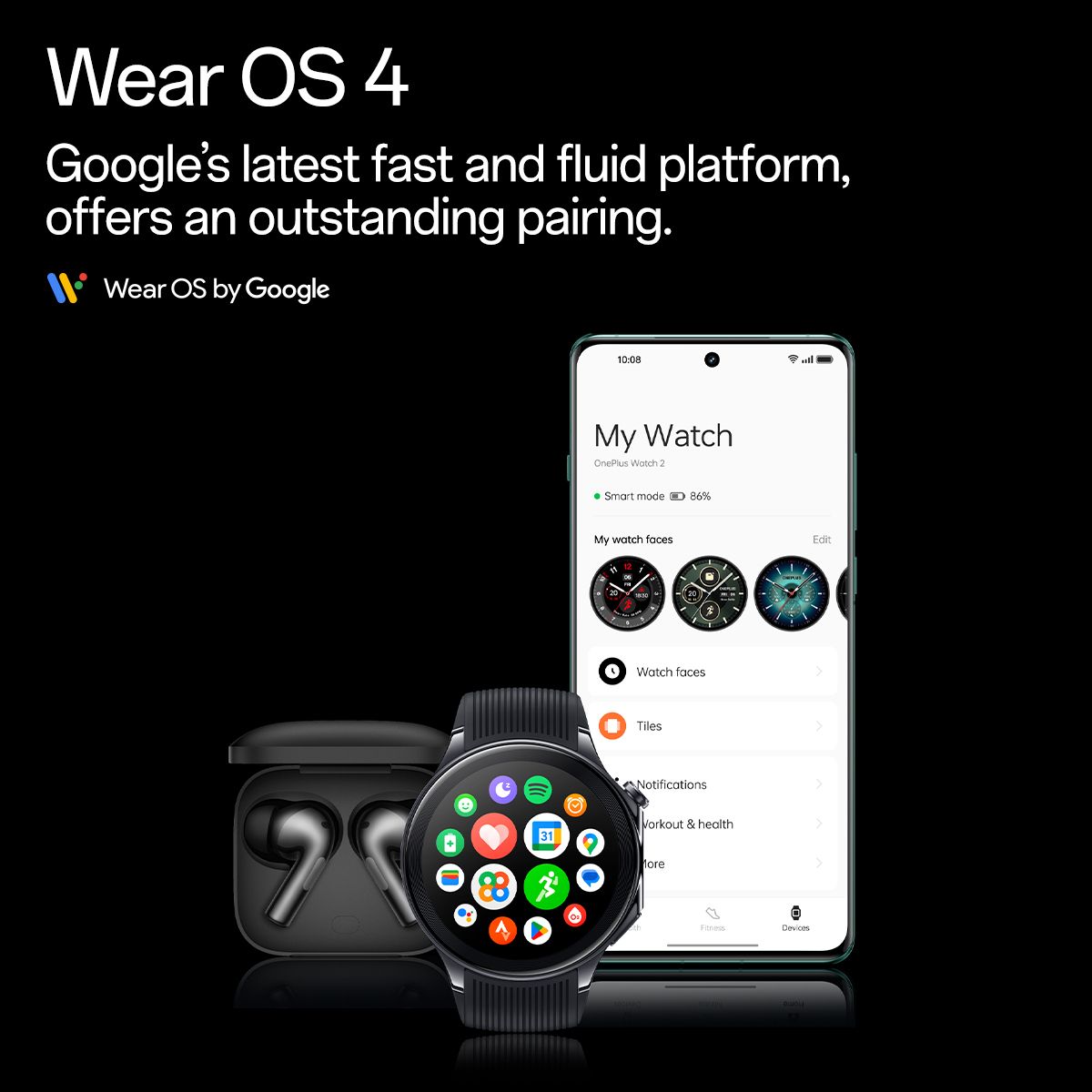 OnePlus Watch 2 with Wear OS 4, Snapdragon W5 Chipset & Up to 100 hours battery Smartwatch  (Radiant Steel Strap, Free Size) - Image 2