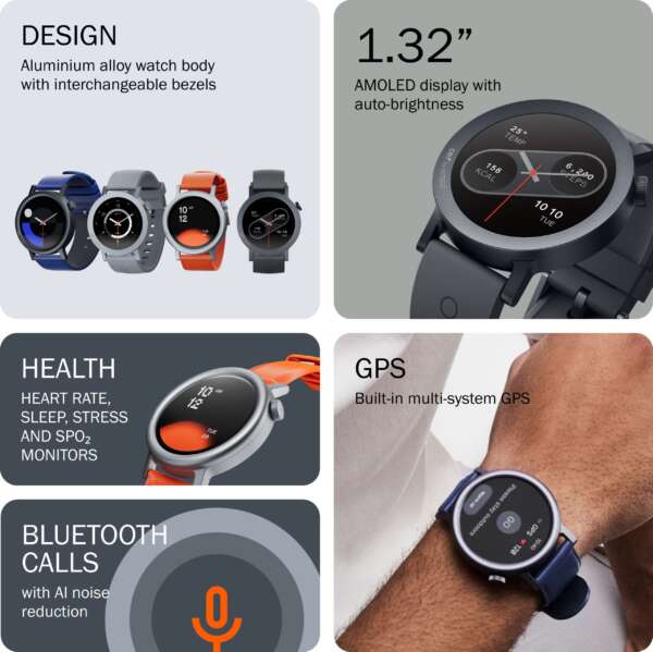 CMF by Nothing Watch Pro 2, 1.32" AMOLED, auto-brightness,Gesture Control, 3D warmup guide,GPS Smartwatch  (Blue Strap, Free Size) - Image 3