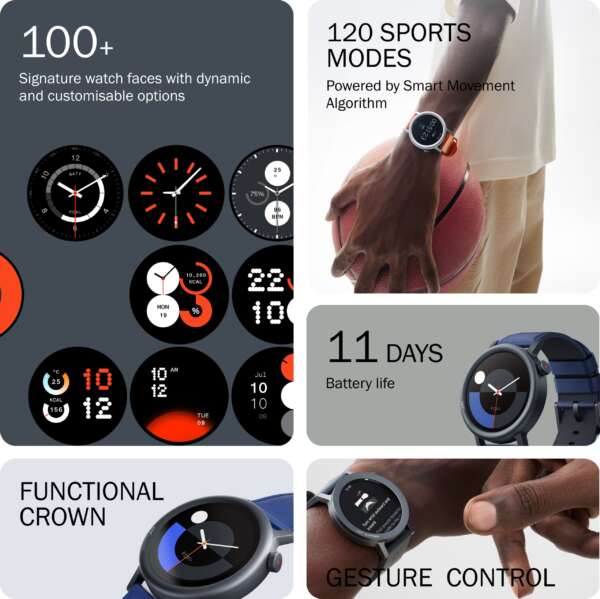 CMF by Nothing Watch Pro 2, 1.32" AMOLED, auto-brightness,Gesture Control, 3D warmup guide,GPS Smartwatch  (Blue Strap, Free Size) - Image 4