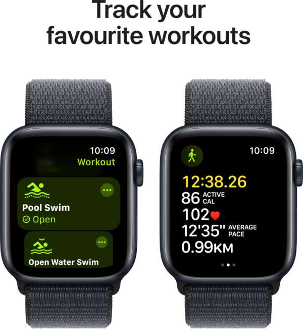 Apple Watch SE 2 GPS 44mm (2nd Gen) Midnight Aluminium with Ink Sport Loop  (Ink Strap, Free Size) (Copy) - Image 4
