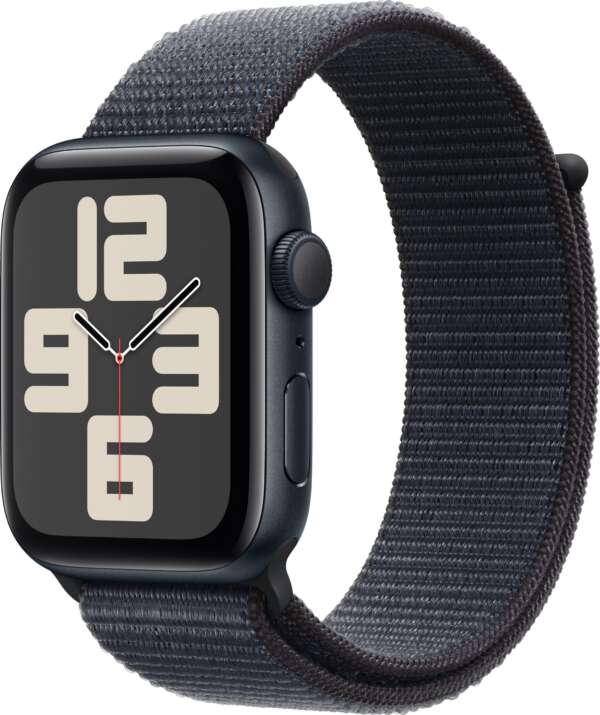Apple Watch SE 2 GPS 44mm (2nd Gen) Midnight Aluminium with Ink Sport Loop  (Ink Strap, Free Size) - Image 2