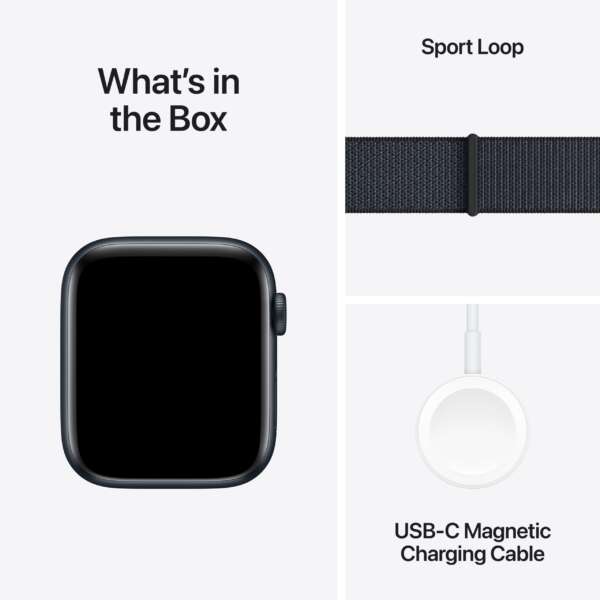 Apple Watch SE 2 GPS 44mm (2nd Gen) Midnight Aluminium with Ink Sport Loop  (Ink Strap, Free Size) (Copy) - Image 5