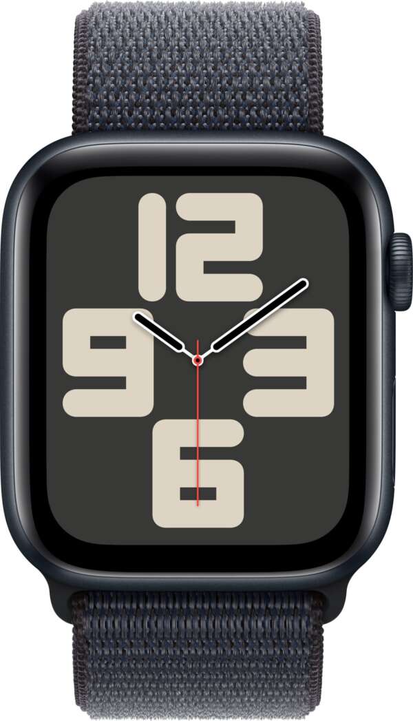 Apple Watch SE 2 GPS 44mm (2nd Gen) Midnight Aluminium with Ink Sport Loop  (Ink Strap, Free Size)