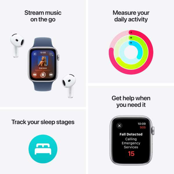 Apple Watch SE 2 GPS 44mm (2nd Gen) Midnight Aluminium with Ink Sport Loop  (Ink Strap, Free Size) (Copy) - Image 6