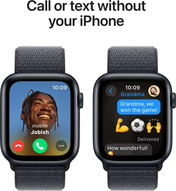 Apple Watch SE 2 GPS 44mm (2nd Gen) Midnight Aluminium with Ink Sport Loop  (Ink Strap, Free Size) - Image 3