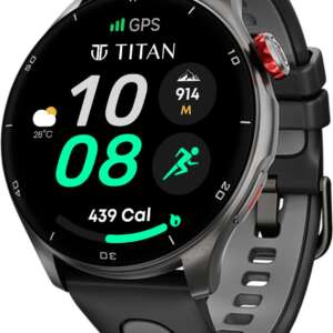 Titan Celestor|India's Most Accurate In-Built GPS |Altimeter|Barometer|Compass|Strava Smartwatch  (Black Strap, Free Size)
