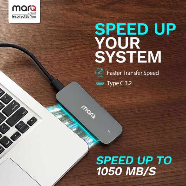 MarQ by Flipkart 1050 MB/s / Window, Mac OS, Android / Portable, Type C Enabled / USB 3.2 1 TB External Solid State Drive (SSD)  (Metallic Silver)#JustHere - Image 3