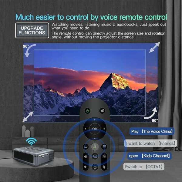 Projevox PX-1 Android 9.0 Full HD 2/16GB 5G WiFi/BT 5.0 Voice Control Remote 12000 Lumen (12000 lm / 2 Speaker / Wireless / Remote Controller) Portable Projector  (Moon Dust) - Image 2