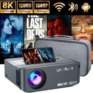 Projevox PX-1 Android 9.0 Full HD 2/16GB 5G WiFi/BT 5.0 Voice Control Remote 12000 Lumen (12000 lm / 2 Speaker / Wireless / Remote Controller) Portable Projector  (Moon Dust)