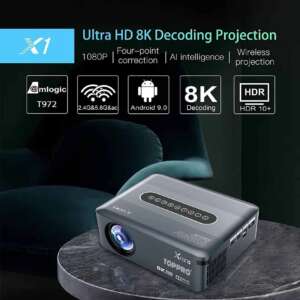 Projevox PX-1 Android 9.0 Full HD 2/16GB 5G WiFi/BT 5.0 Voice Control Remote 12000 Lumen (12000 lm / 2 Speaker / Wireless / Remote Controller) Portable Projector  (Moon Dust)