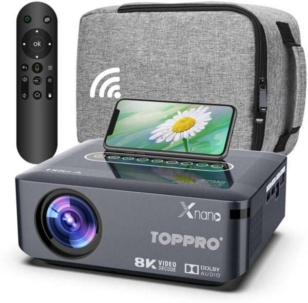 ZEBRONICS Zeb-Pixaplay 68 (ZEB-SLP 3) (13500 lm) Portable 1080p, Dolby Audio, 200-inch Screen Size, Dynamic Speaker, Auto[Focus | Keystone | Obstacle Detection | Screen fit], WiFi, HDMI(ARC), Miracast Android Projector  (White +Grey)