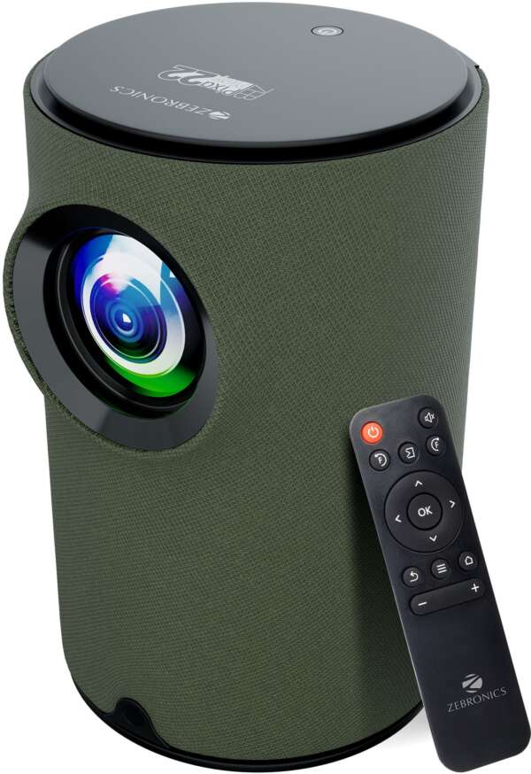 ZEBRONICS PIXAPLAY 22 (3400 lm) Portable with Electronic Focus, Multi Connectivity & Supported Formats, In-built Speaker, Dual Band Connectivity, Cotton Swab Pack , Stunning 720p HD Smart Projector  (Green)
